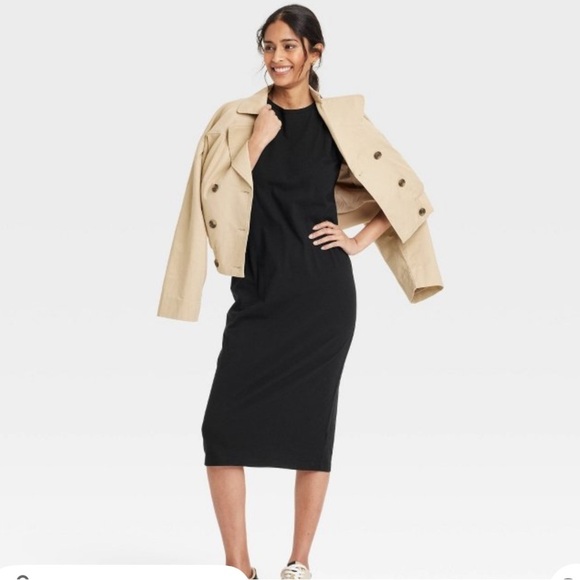 NWT-universal threads crinkle linen, long sleeveless V Neck Cable tie dress - Picture 1 of 9